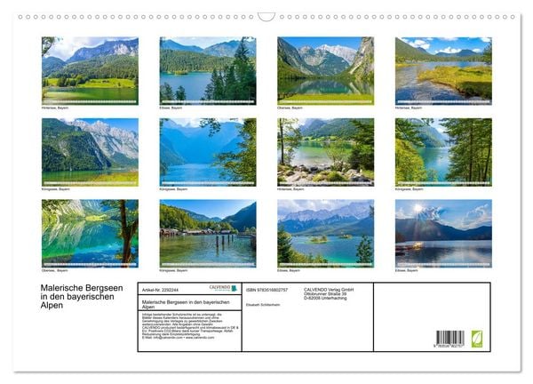 Produktbild: Malerische Bergseen in den bayerischen Alpen (Wandkalender 2027 DIN A2 quer), CALVENDO Monatskalender
