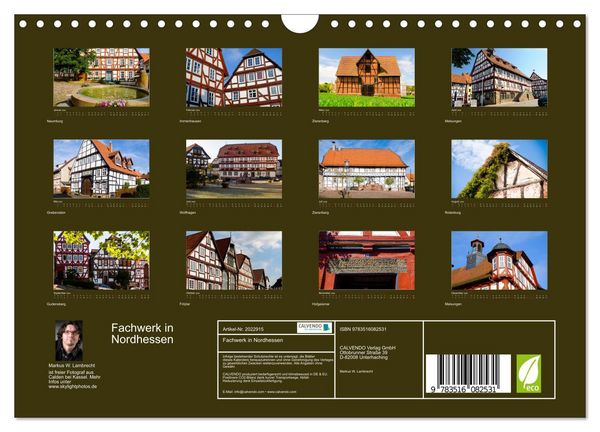 Produktbild: Fachwerk in Nordhessen (Wandkalender 2026 DIN A4 quer), CALVENDO Monatskalender