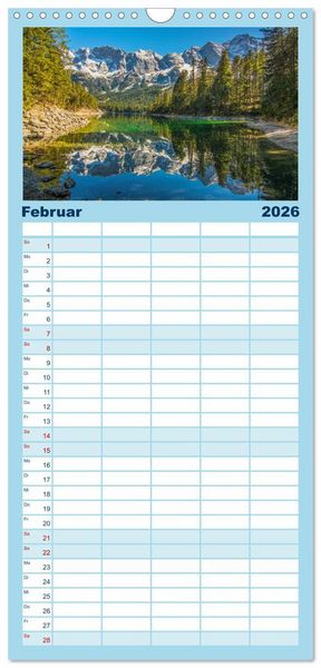 Produktbild: Familienplaner 2026 - Naturparadies Zugspitzarena mit 5 Spalten (Wandkalender, 21 x 45 cm) CALVENDO