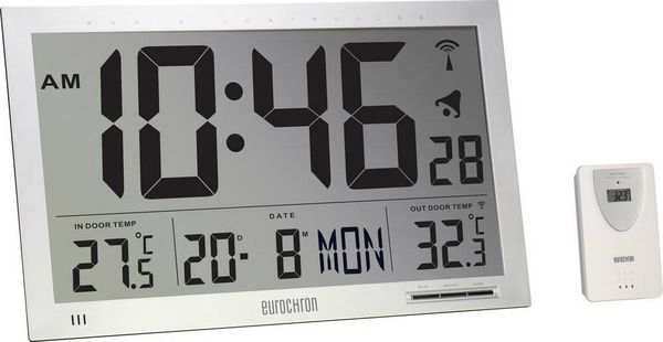Produktbild: Eurochron EFWU Jumbo 102 Funk Wanduhr 37mm x 23mm x 3mm Silber
