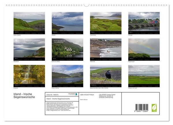 Produktbild: Irland - Irische Segensw&uuml;nsche (hochwertiger Premium Wandkalender 2026 DIN A2 quer), Kunstdruck in Hochglanz
