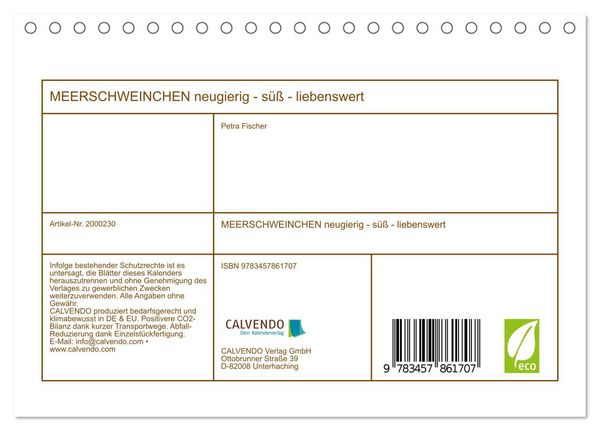 Produktbild: MEERSCHWEINCHEN neugierig - s&uuml;&szlig; - liebenswert (Tischkalender 2026 DIN A5 quer), CALVENDO Monatskalender