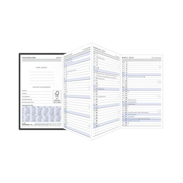 Produktbild: Taschenplaner Leporello schwarz 2027