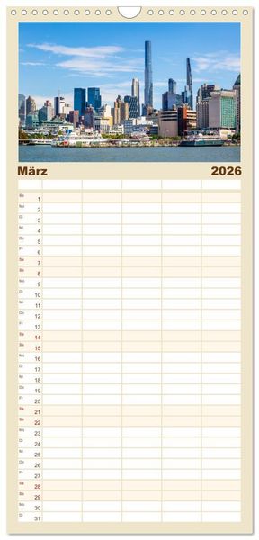 Produktbild: Familienplaner 2026 - NEW YORK CITY Urbane Magie mit 5 Spalten (Wandkalender, 21 x 45 cm) CALVENDO