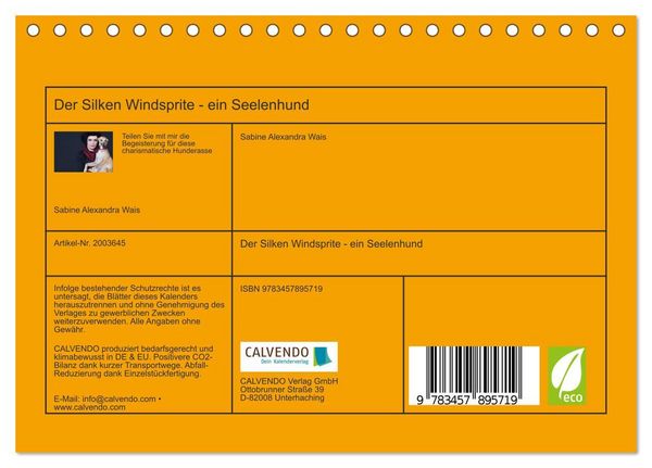 Produktbild: Der Silken Windsprite - ein Seelenhund (Tischkalender 2026 DIN A5 quer), CALVENDO Monatskalender