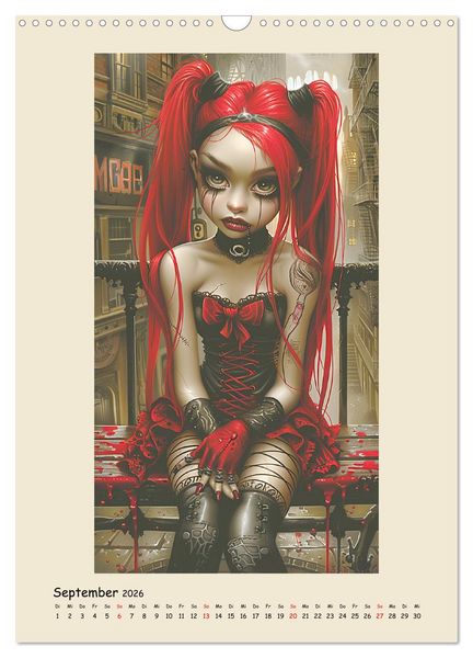 Produktbild: Gothic-Girls. Bizzare Comic-Art (Wandkalender 2026 DIN A3 hoch), CALVENDO Monatskalender