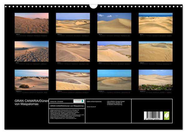 Produktbild: GRAN CANARIA/D&uuml;nen von Maspalomas (Wandkalender 2026 DIN A3 quer), CALVENDO Monatskalender