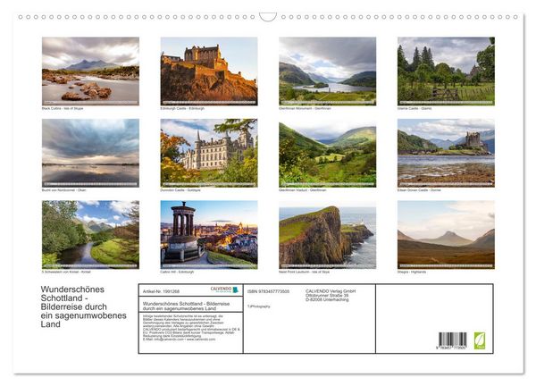 Produktbild: Wundersch&ouml;nes Schottland - Bilderreise durch ein sagenumwobenes Land (Wandkalender 2026 DIN A2 quer), CALVENDO Monatskalender