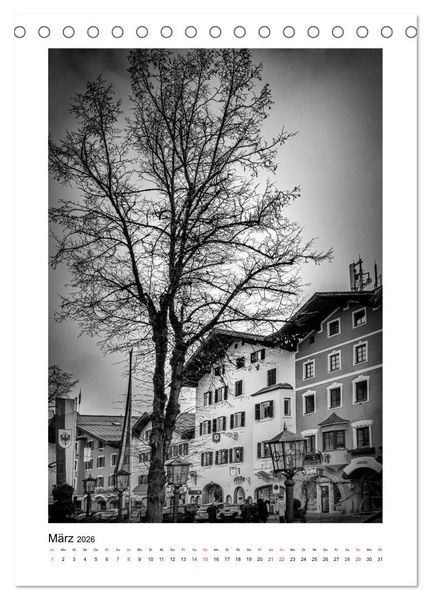 Produktbild: Kitzb&uuml;hel Monochrom (Tischkalender 2026 DIN A5 hoch), CALVENDO Monatskalender