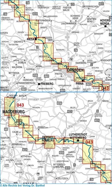 Produktbild: Radwanderkarte Elberadweg Bad Schandau - Magdeburg