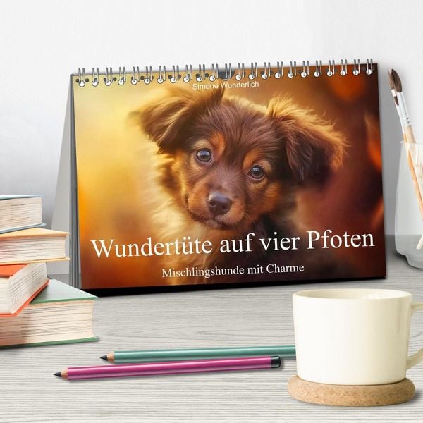 Produktbild: Wundert&uuml;te auf vier Pfoten - Mischlingshunde mit Charme (Tischkalender 2026 DIN A5 quer), CALVENDO Monatskalender