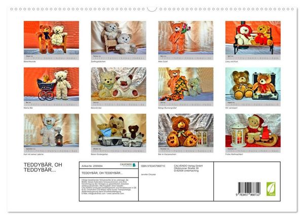 Produktbild: TEDDYB&Auml;R, OH TEDDYB&Auml;R... (hochwertiger Premium Wandkalender 2026 DIN A2 quer), Kunstdruck in Hochglanz