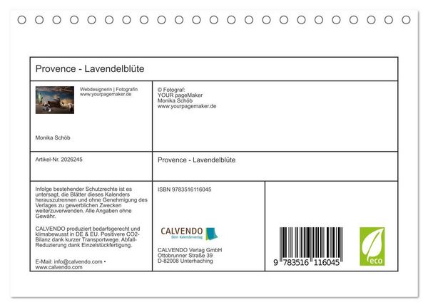 Produktbild: Provence - Lavendelbl&uuml;te (Tischkalender 2026 DIN A5 quer), CALVENDO Monatskalender