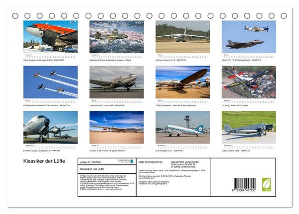 Produktbild: Klassiker der L&uuml;fte (Tischkalender 2027 DIN A5 quer), CALVENDO Monatskalender