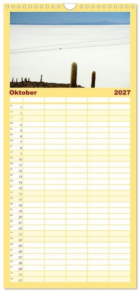 Produktbild: Familienplaner 2027 - Bolivien - Eine Wanderreise mit 5 Spalten (Wandkalender, 21 x 45 cm) CALVENDO