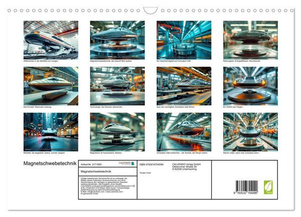Produktbild: Magnetschwebetechnik (Wandkalender 2026 DIN A3 quer), CALVENDO Monatskalender