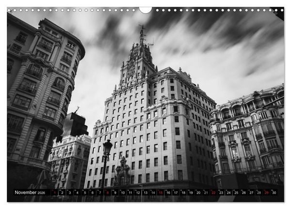 Produktbild: Madrid - Schwarz-Wei&szlig; Impressionen (Wandkalender 2026 DIN A3 quer), CALVENDO Monatskalender