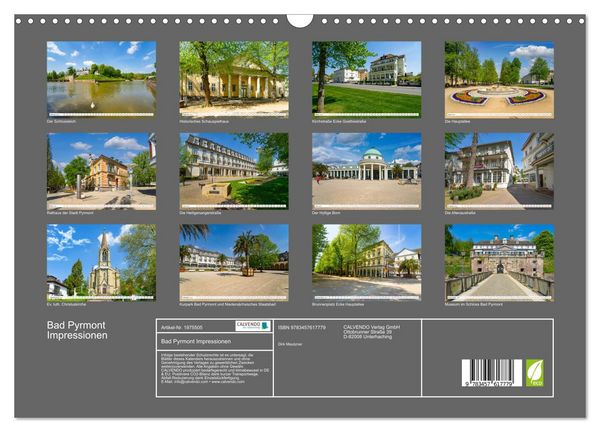 Produktbild: Bad Pyrmont Impressionen (Wandkalender 2026 DIN A3 quer), CALVENDO Monatskalender
