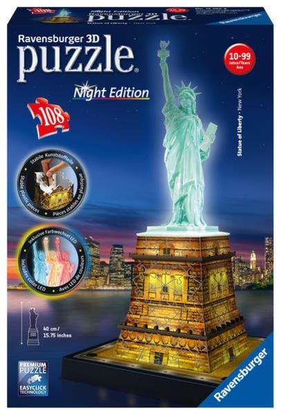 3D Puzzle Ravensburger Freiheitsstatue bei Nacht 108 Teile