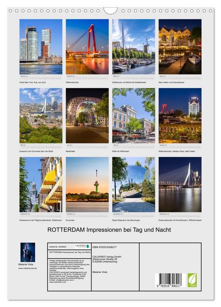 Produktbild: ROTTERDAM Impressionen bei Tag und Nacht (Wandkalender 2026 DIN A3 hoch), CALVENDO Monatskalender