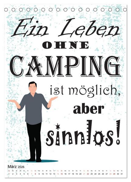 Produktbild: CampingSpr&uuml;che (Tischkalender 2026 DIN A5 hoch), CALVENDO Monatskalender