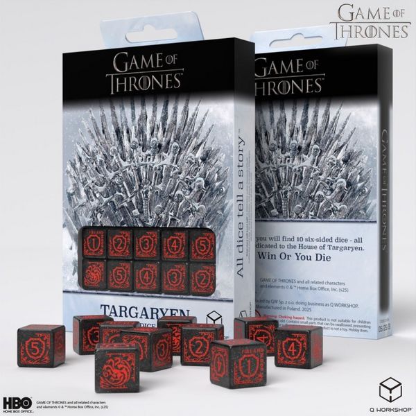 Produktbild: Q-Workshop QWO97720 - Game of Thrones, Targaryen 10xD6 Dice Set