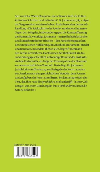 Produktbild: Die R&uuml;ckschritte der Poesie