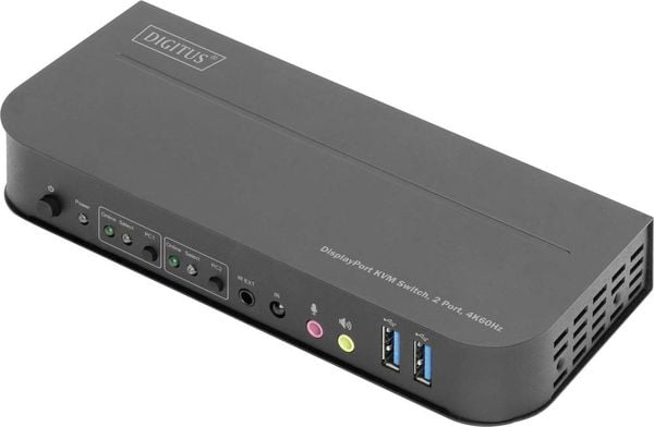 Digitus DS-12850 2+2 Port KVM-Umschalter DisplayPort®, HDMI Fernbedienung, Tastatur 3840 x 2160 Pixel