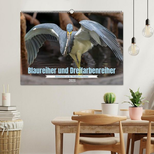 Produktbild: Blaureiher und Dreifarbenreiher (Wandkalender 2026 DIN A2 quer), CALVENDO Monatskalender