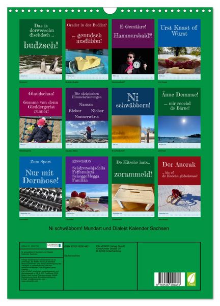 Produktbild: Ni schw&auml;bborn! Mundart und Dialekt Kalender Sachsen (Wandkalender 2026 DIN A3 hoch), CALVENDO Monatskalender