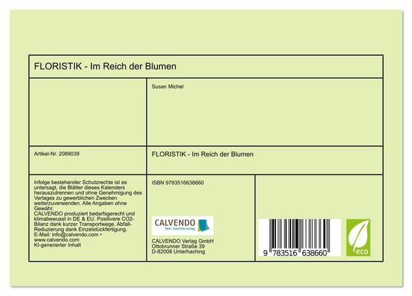 Produktbild: FLORISTIK - Im Reich der Blumen (Tischkalender 2026 DIN A5 quer), CALVENDO Monatskalender
