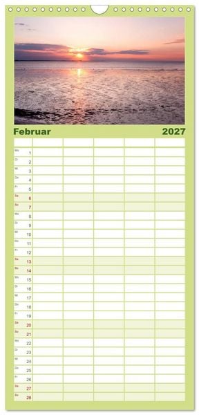 Produktbild: Familienplaner 2027 - SYLT hinter den D&uuml;nen mit 5 Spalten (Wandkalender, 21 x 45 cm) CALVENDO