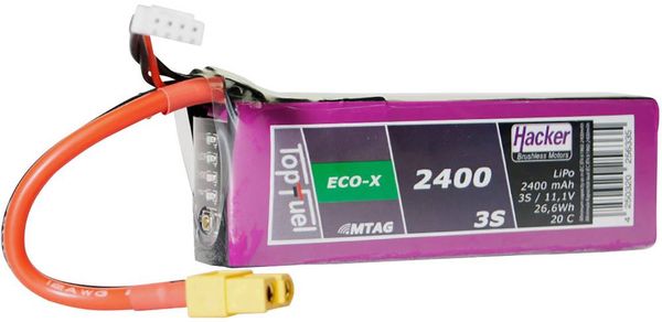 Hacker Modellbau-Akkupack (LiPo) 11.1V 2400 mAh Zellen-Zahl: 3 20 C Softcase XT60