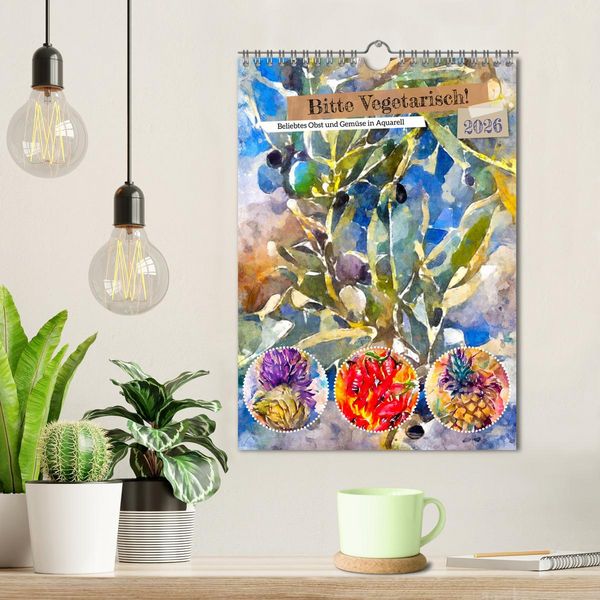 Produktbild: Bitte Vegetarisch! - Beliebtes Obst und Gem&uuml;se in Aquarell (Wandkalender 2026 DIN A4 hoch), CALVENDO Monatskalender