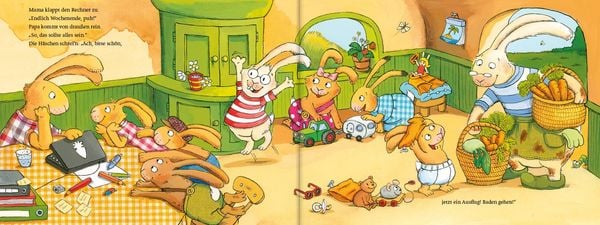Wenn sieben kleine Hasen durch lustige Geschichten rasen