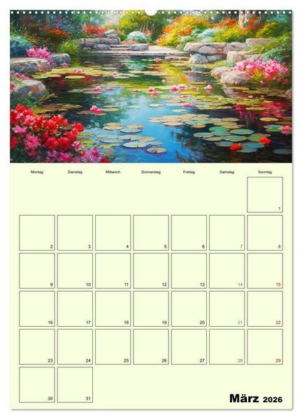 Produktbild: Im japanischen Garten. Zauberhafte Illustrationen (hochwertiger Premium Wandkalender 2026 DIN A2 hoch), Kunstdruck in Hochglanz