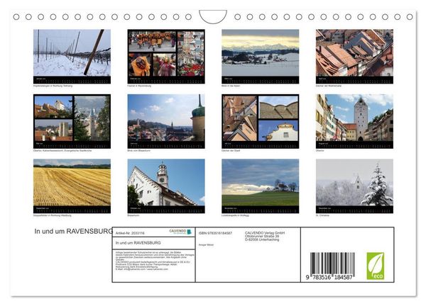 Produktbild: In und um RAVENSBURG (Wandkalender 2026 DIN A4 quer), CALVENDO Monatskalender