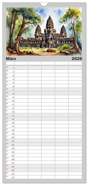 Produktbild: Familienplaner 2026 - Sehenswertes rund um die Welt mit 5 Spalten (Wandkalender, 21 x 45 cm) CALVENDO