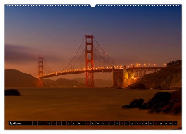Produktbild: GOLDEN GATE BRIDGE Fascinating San Francisco (High Quality Premium Wall Calendar 2026 DIN A2 landscape),CALVENDO 12 Month Wall Calendar