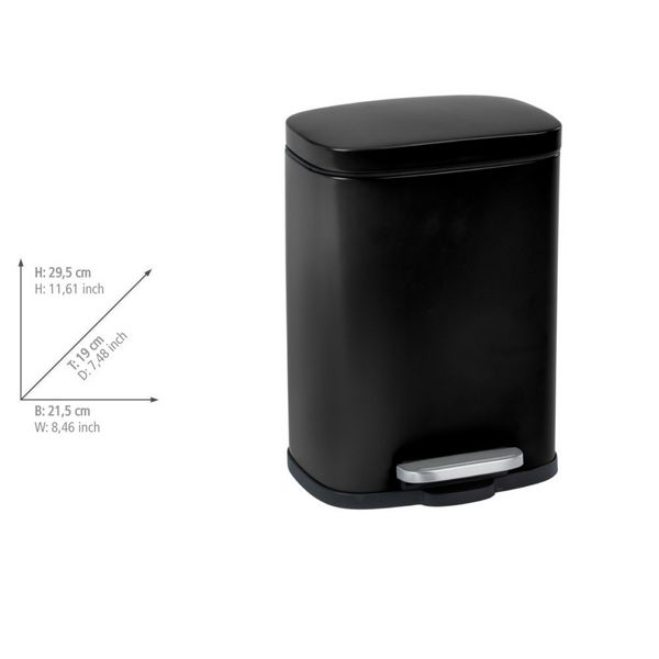 Produktbild: Treteimer Mod. Leno, Schwarz 5 L, Easy-Close Absenkautomatik