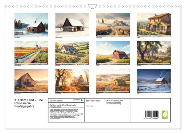 Produktbild: Auf dem Land - Eine Reise in die F&uuml;nfzigerjahre (Wandkalender 2027 DIN A3 quer), CALVENDO Monatskalender