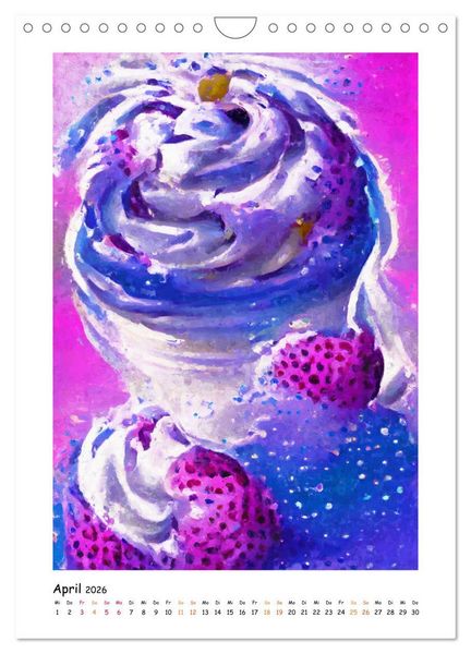 Produktbild: Eisbecher-Tr&auml;ume - Kunstvoll gemalte Eiskreationen in Acryl (Wandkalender 2026 DIN A4 hoch), CALVENDO Monatskalender