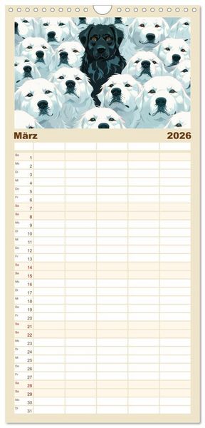 Produktbild: Familienplaner 2026 - Hervorstechen ist Trumpf mit 5 Spalten (Wandkalender, 21 x 45 cm) CALVENDO