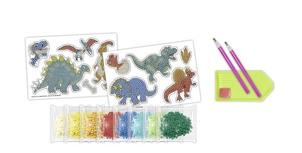 URSUS Kinder-Bastelsets Diamond Painting Sticker Dinos, 2er Bogen