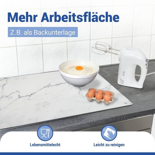 Produktbild: Schutzabdeckmatte Mod. Marmor 60 x 52 cm, hitzebest&auml;ndige Schutzmatte f&uuml;r Kochfelder