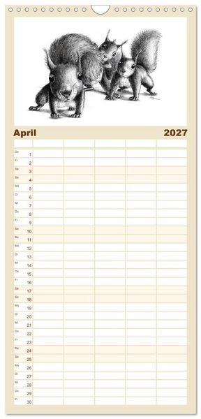 Produktbild: Familienplaner 2027 - owls & friends 2027 mit 5 Spalten (Wandkalender, 21 x 45 cm) CALVENDO