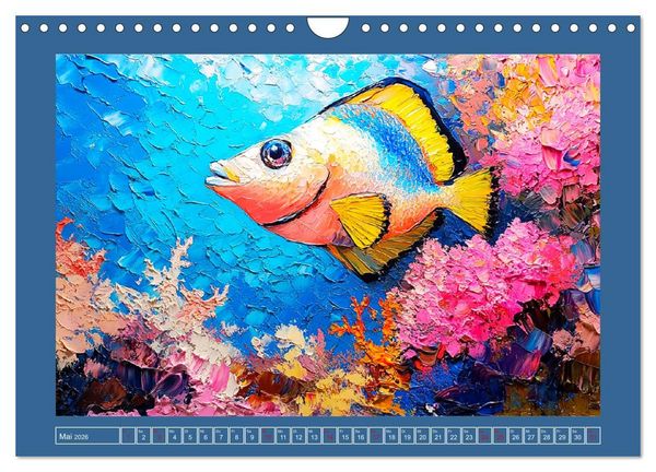 Produktbild: Bunte Fische im &Ouml;lgem&auml;lde-Stil. Zuhause in den Meerestiefen (Wandkalender 2026 DIN A4 quer), CALVENDO Monatskalender