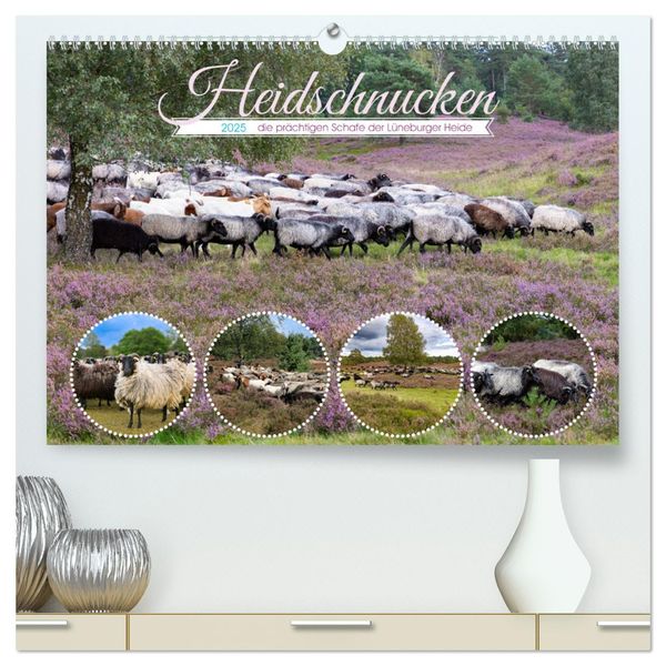 Heidschnucken, die prächtigen Schafe der Lüneburger Heide (hochwertiger Premium Wandkalender 2025 DIN A2 quer), Kunstdru