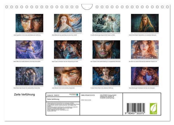 Produktbild: Zarte Verf&uuml;hrung (Wandkalender 2026 DIN A4 quer), CALVENDO Monatskalender
