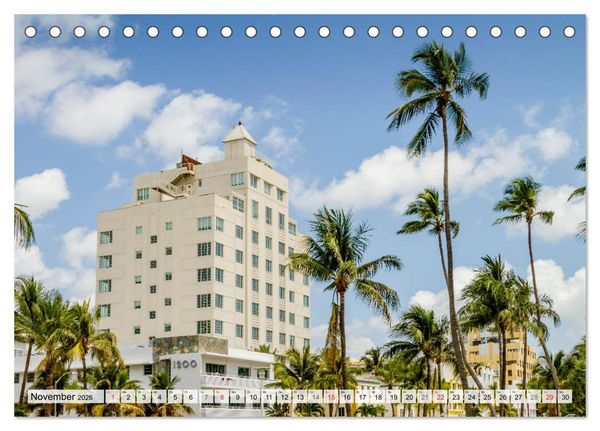 Produktbild: Miami Beach und Art Deco District (Tischkalender 2026 DIN A5 quer), CALVENDO Monatskalender
